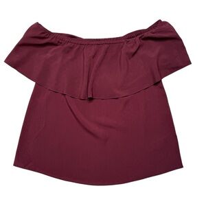 7 For All Mankind Women's Off-Shoulder Burgundy Top Sz XS NWT